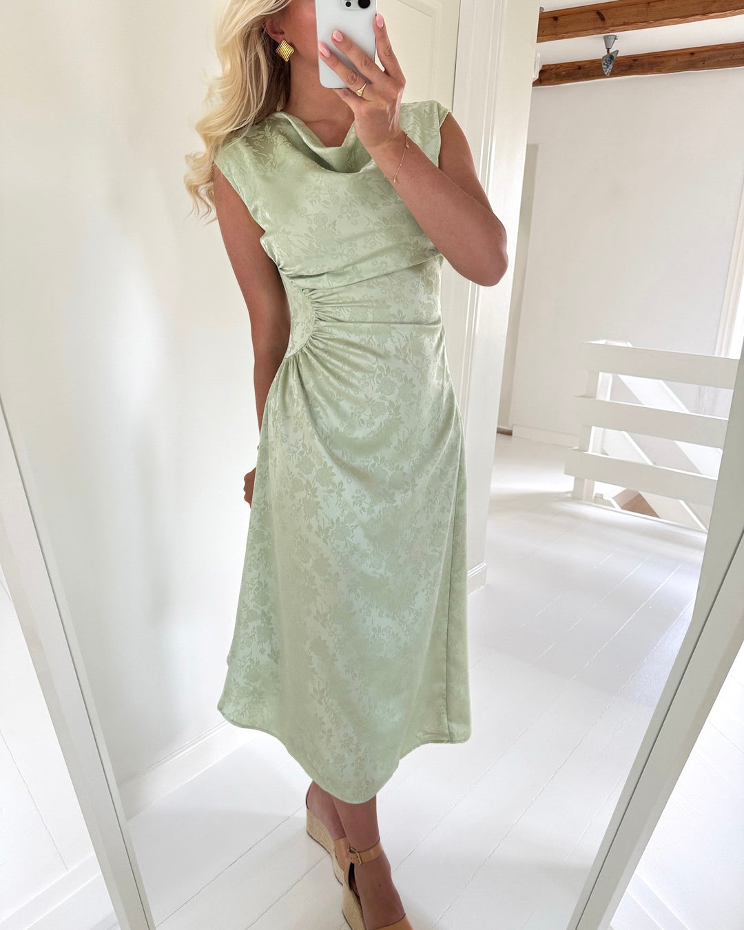 Vero Moda kjole winnie sl rouched caladon green
