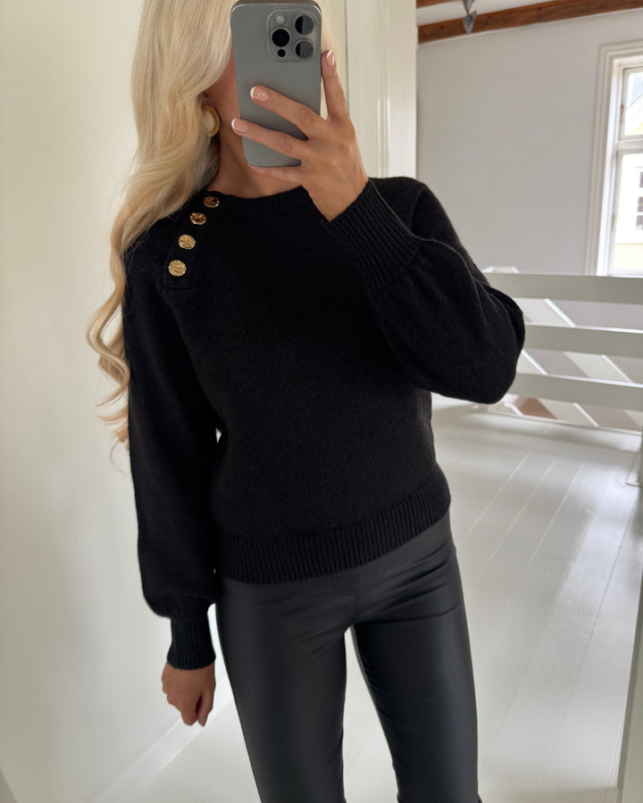 Only sweater emma life ls button o-neck black