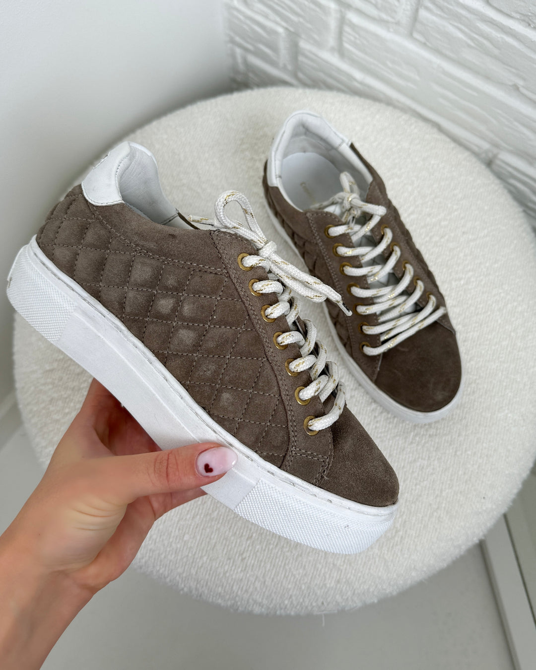 Copenhagen Shoes sneakers days of fun quilt suede taupe