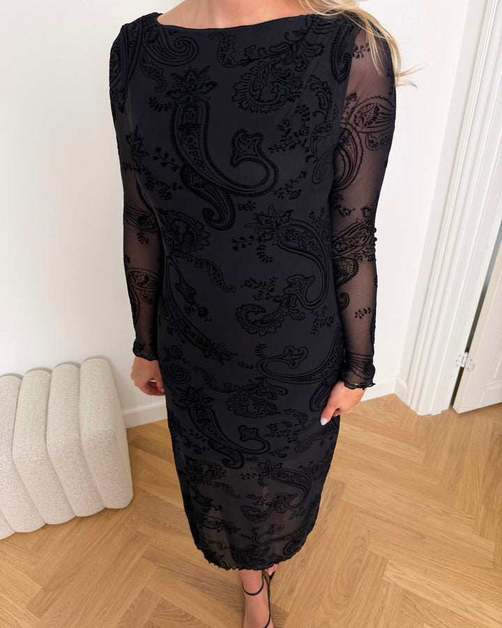 Vero Moda kjole lova ls mesh 7/8 black paisley - black babylock