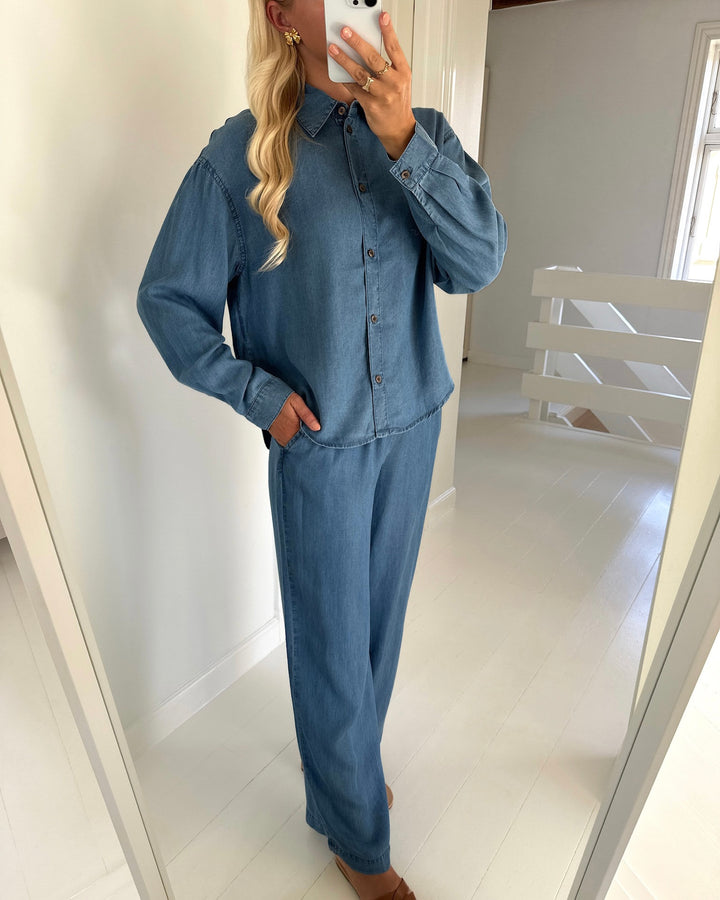Only bukser charis life hw pull-up medium blue denim
