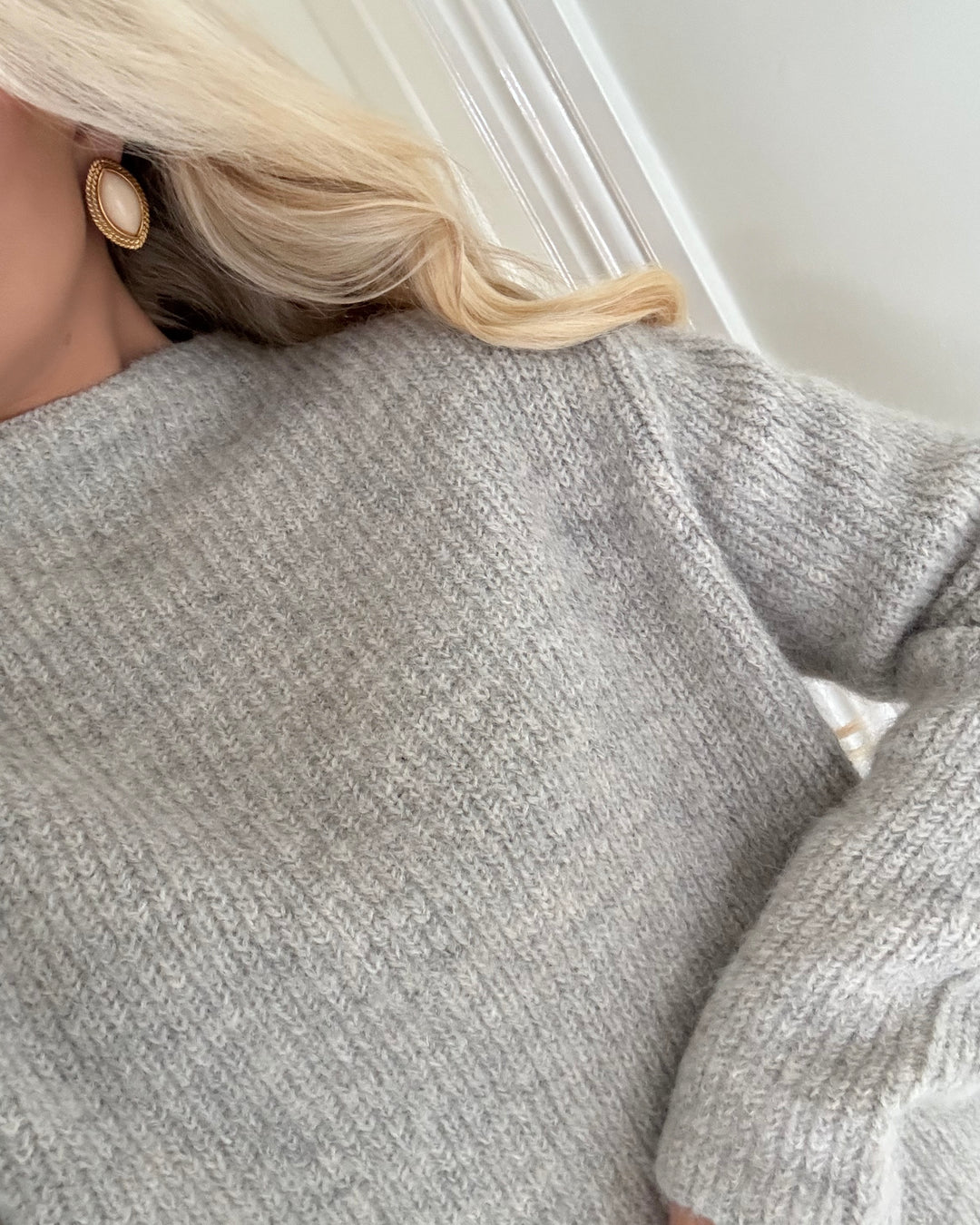 Sister's Point striktrøje hapi-pu l. grey melange