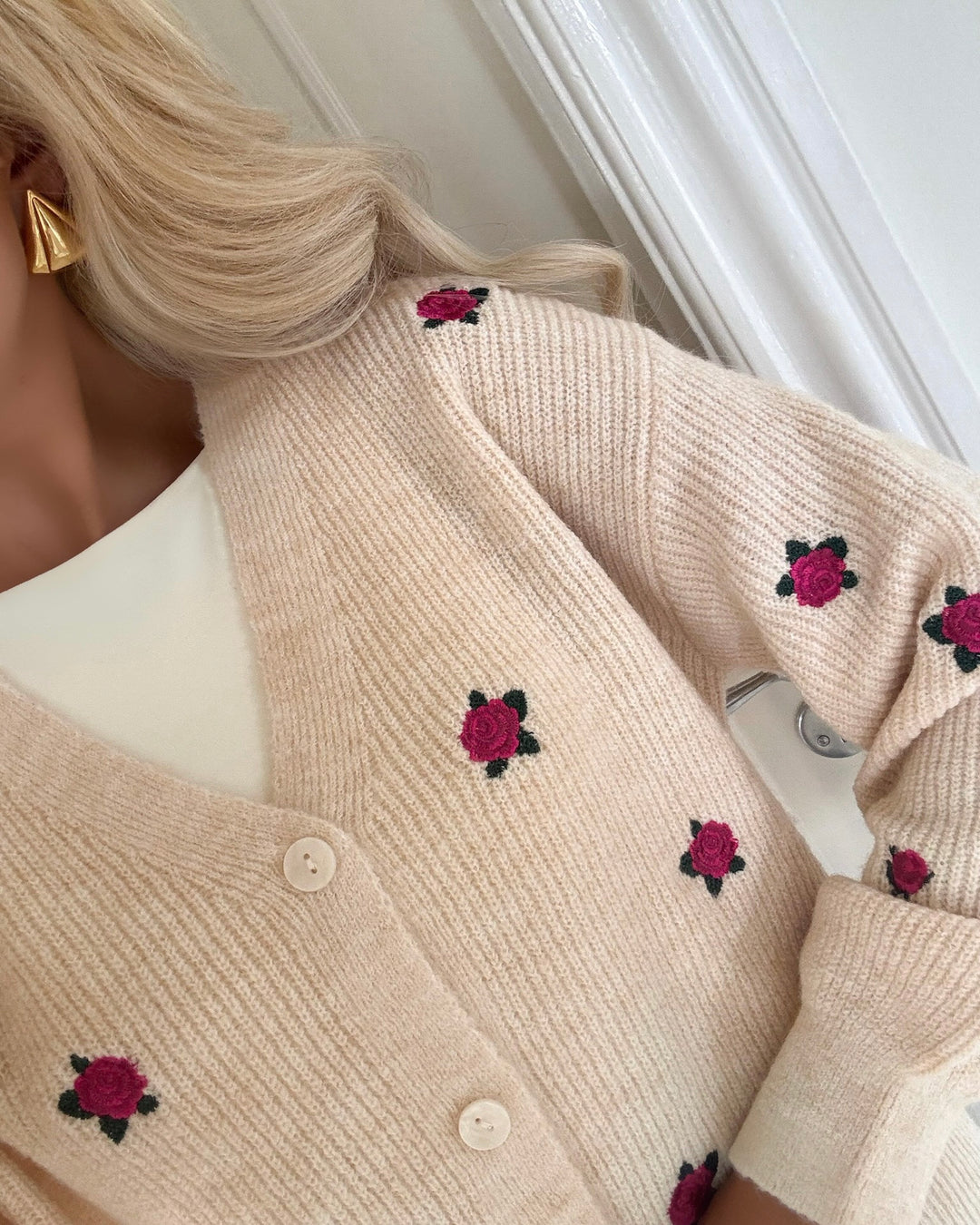 Y.A.S cardigan fleur ls knit s. noos birch/bouqet fl