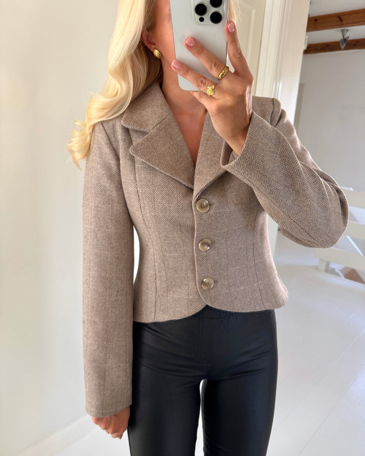 Y.A.S jakke thela ls taupe gray/thela chec