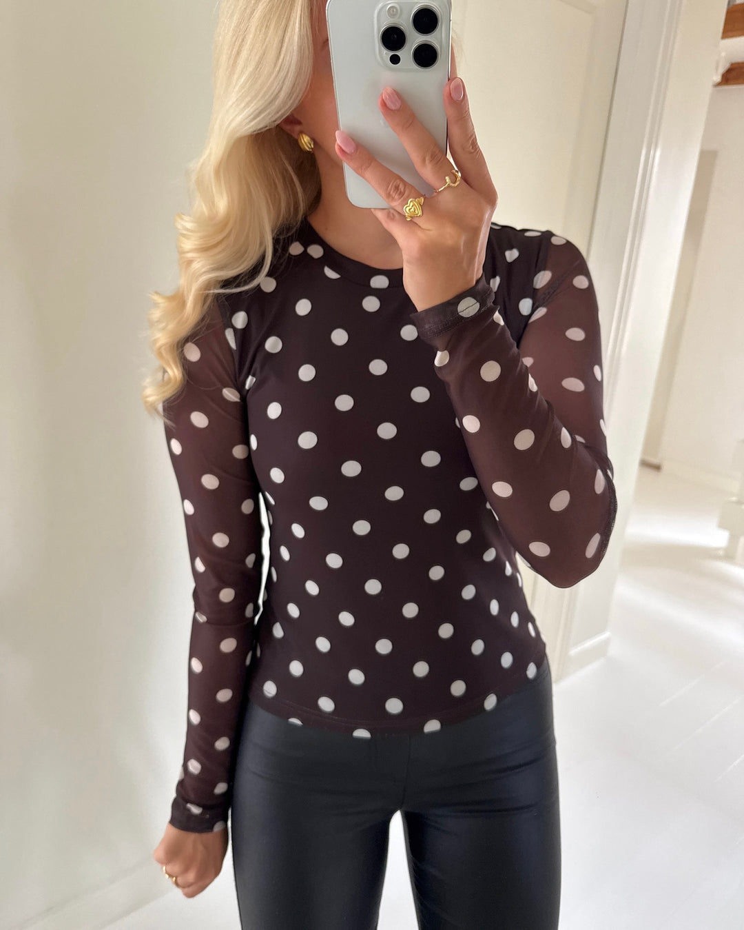 Only bluse nova ls mesh coffee bean 745 white dots