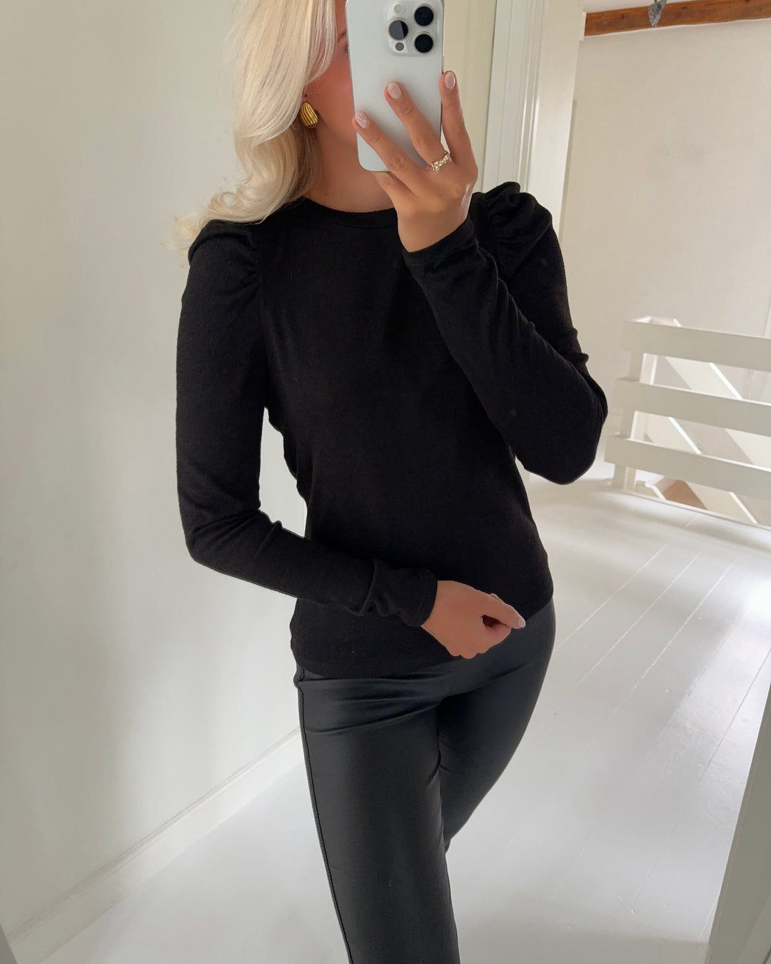 JDY bluse tonsy ls puff sleeve black