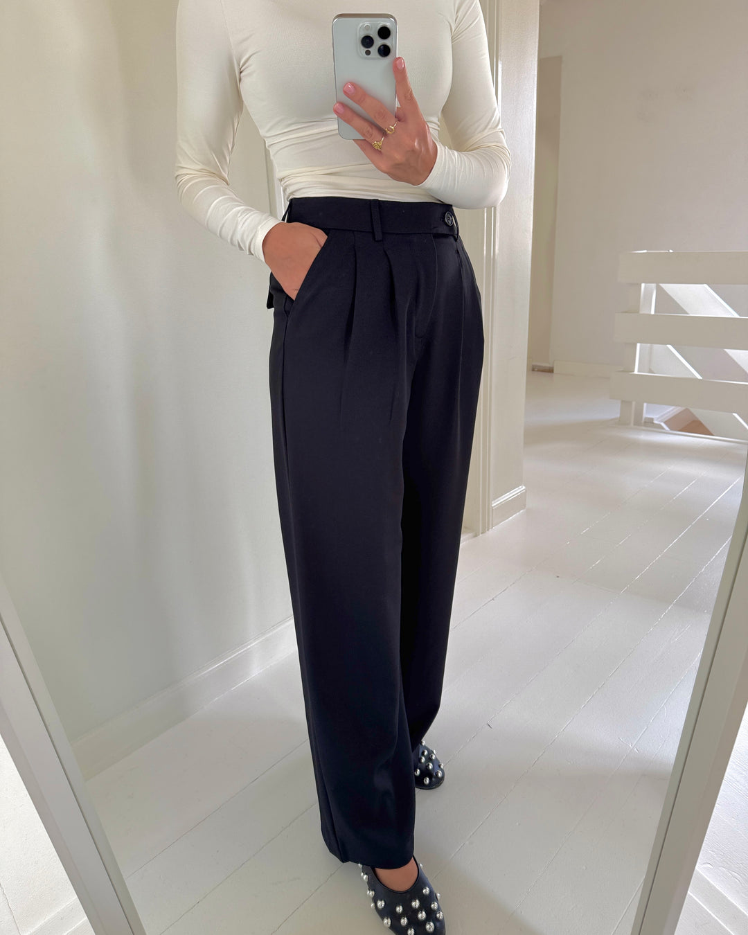 Only bukser miles pleat wide black