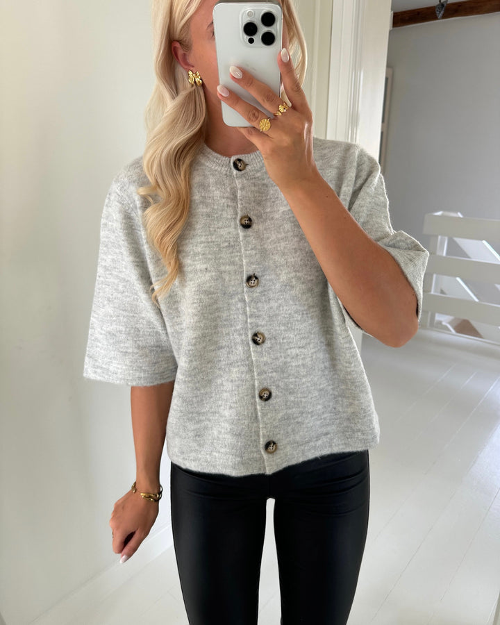Only cardigan camilla ss light grey melange - FORUDBESTILLING LEV. UGE 36