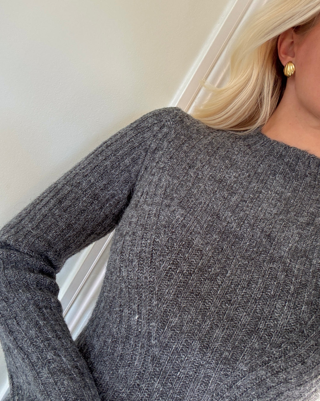 Y.A.S strikkjole dolly ls knit medium grey melange