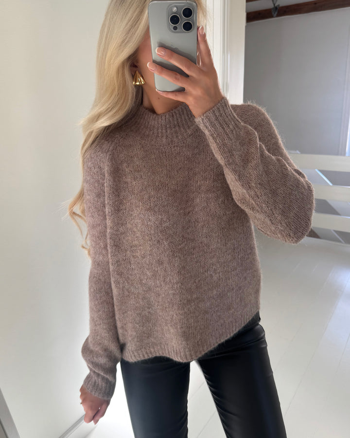 JDY striktrøje zoey life ls hn raglan chateau gray/melange