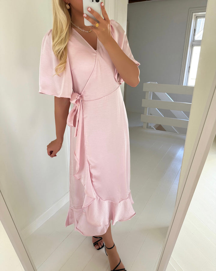 Vero Moda kjole livia ss calf wvn exp cherry blossom - FORUDBESTILLING LEV. UGE 35