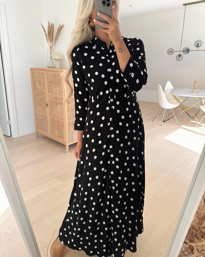 Y.A.S kjole savanna long shirt dress black dot