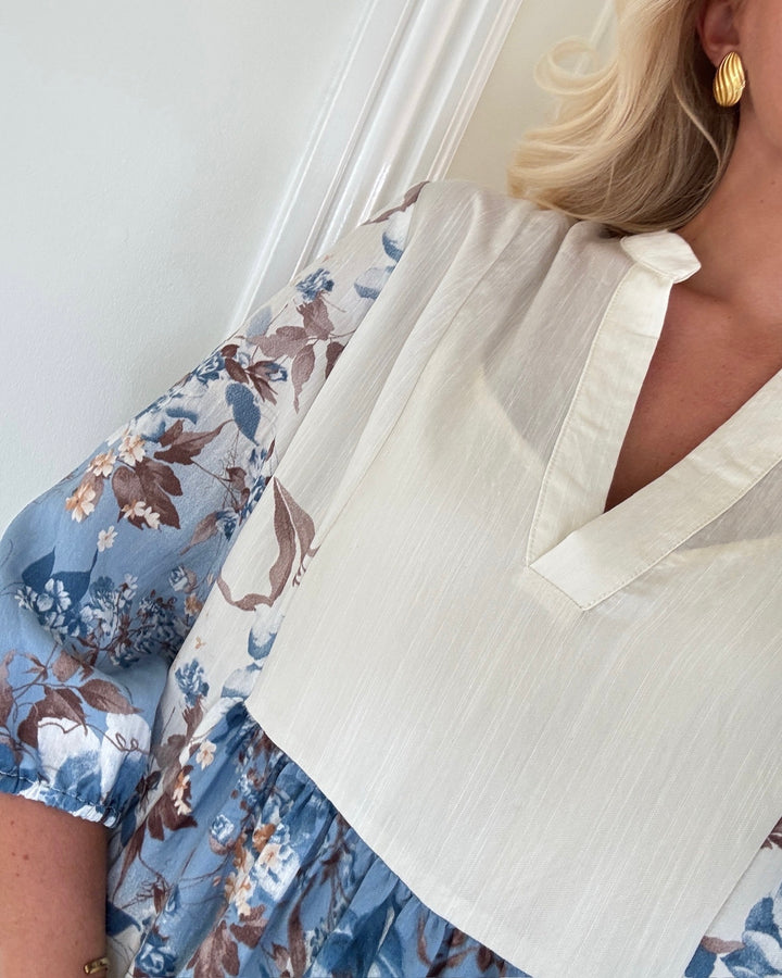 Love&Divine kjole love958-10 blue/brown flower