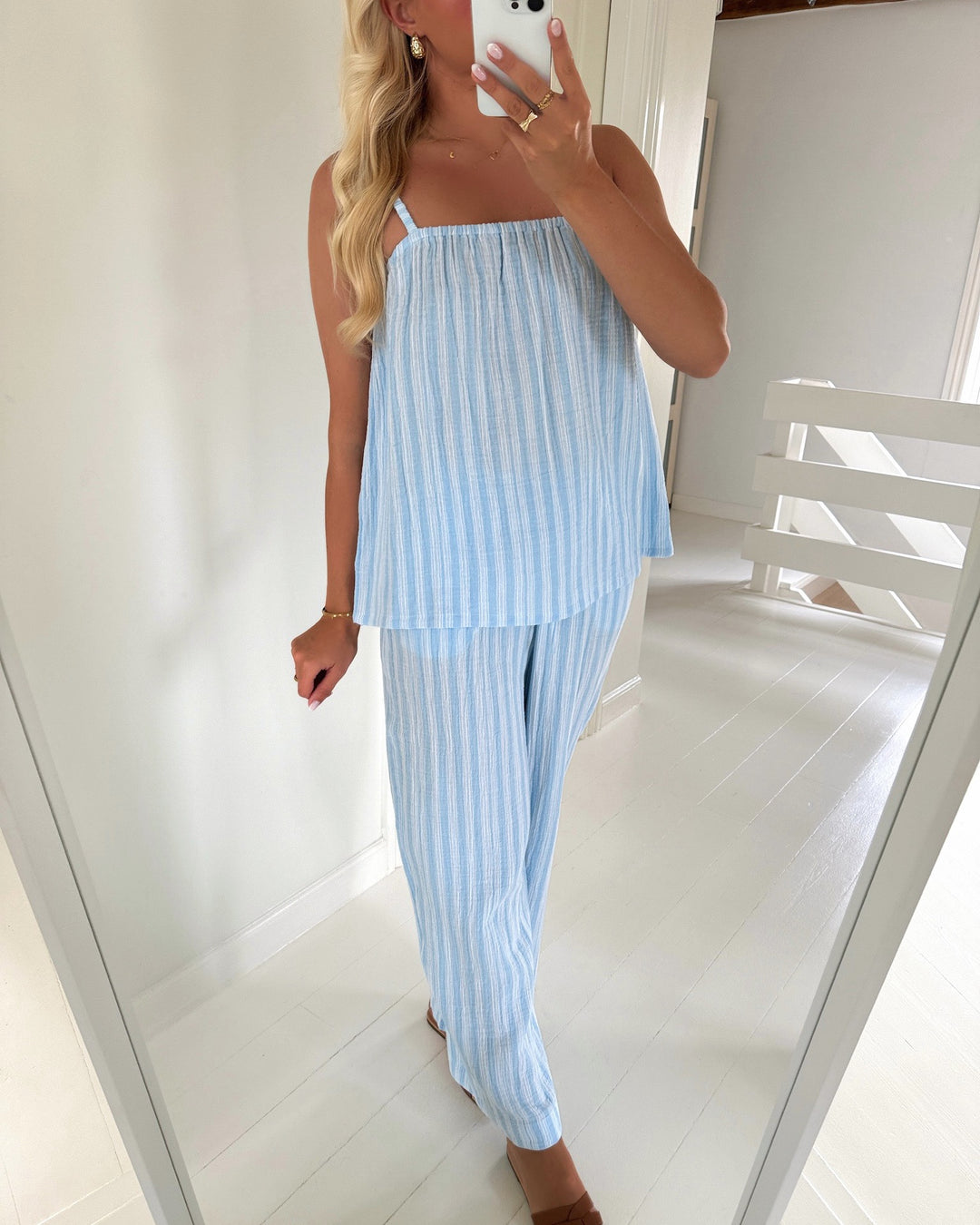 Vero Moda bukser nanna nw wide wvn ga airy blue/ snow white