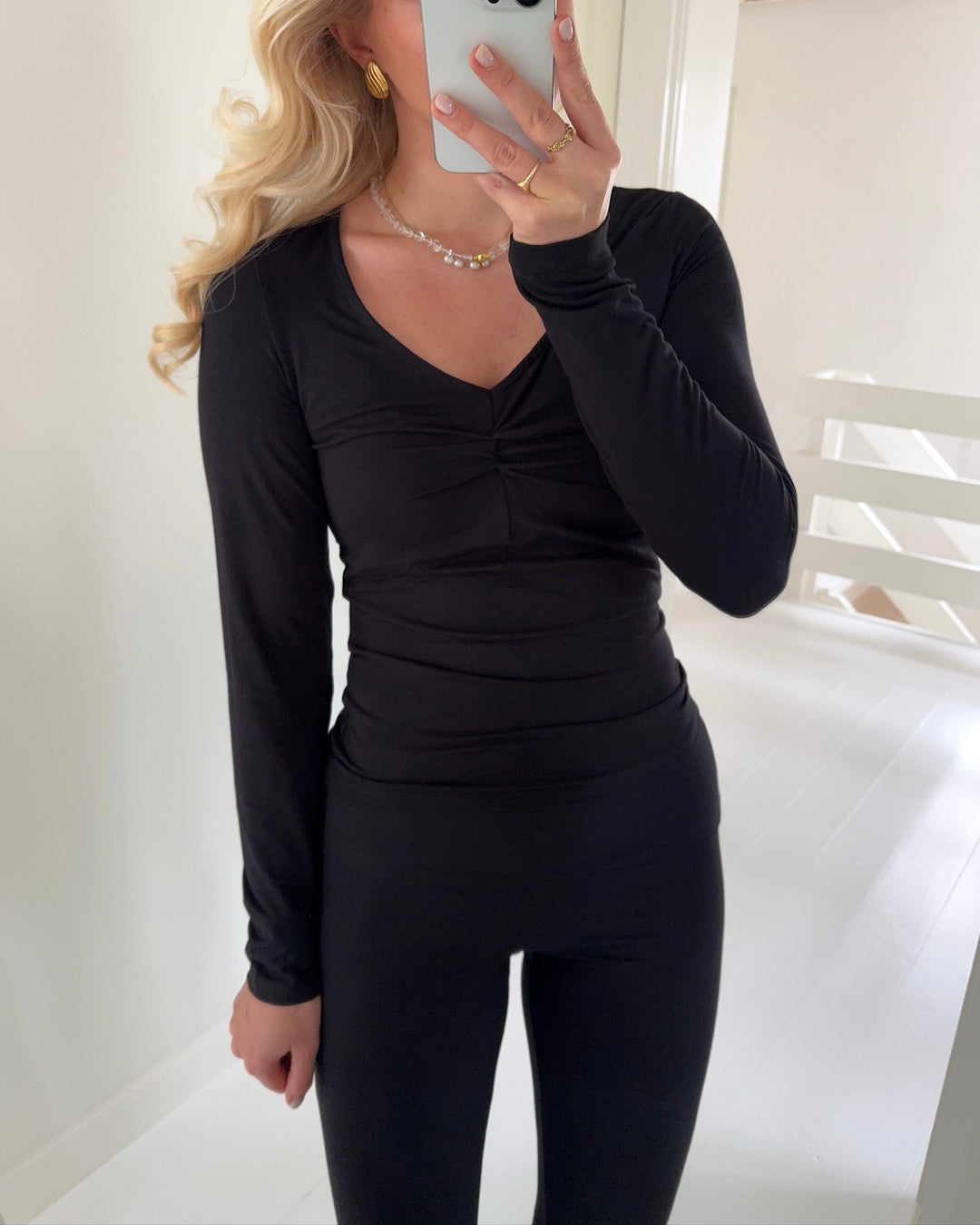 Pieces bluse maliva ls v-neck black