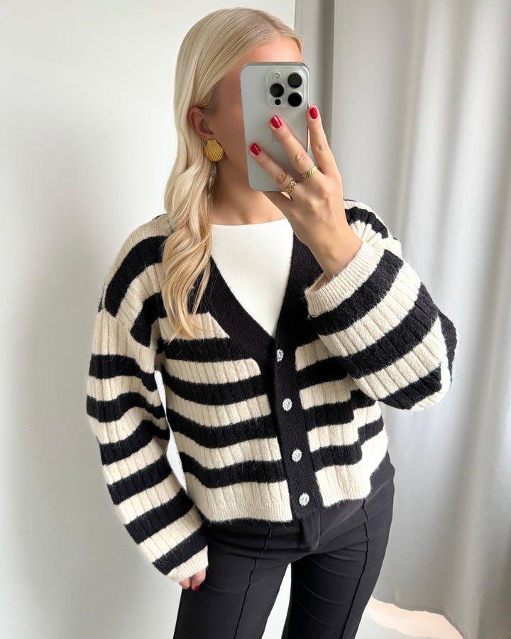 Vero Moda strik cardigan elya black/w. birch