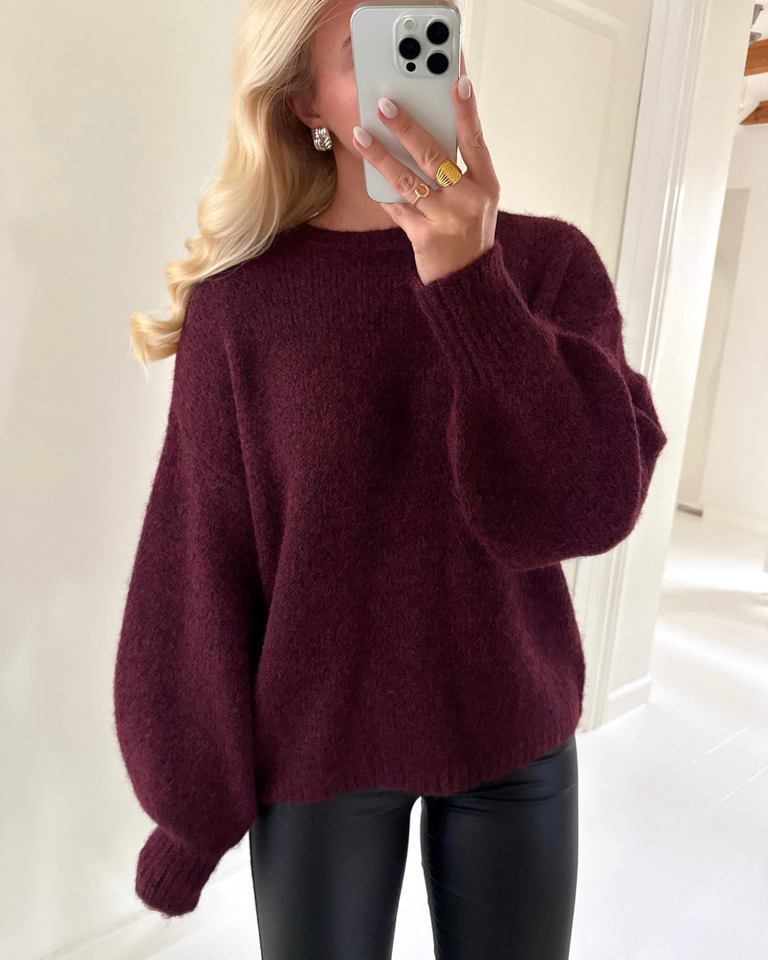 Only striktrøje nellie ls o-neck winetasting melange