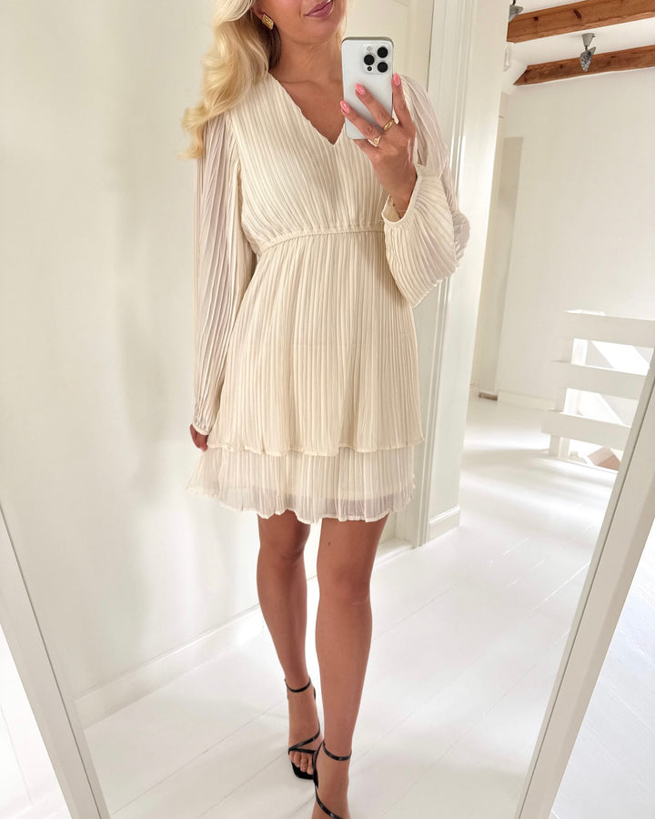 Vero Moda kjole dora ls v-neck white swan