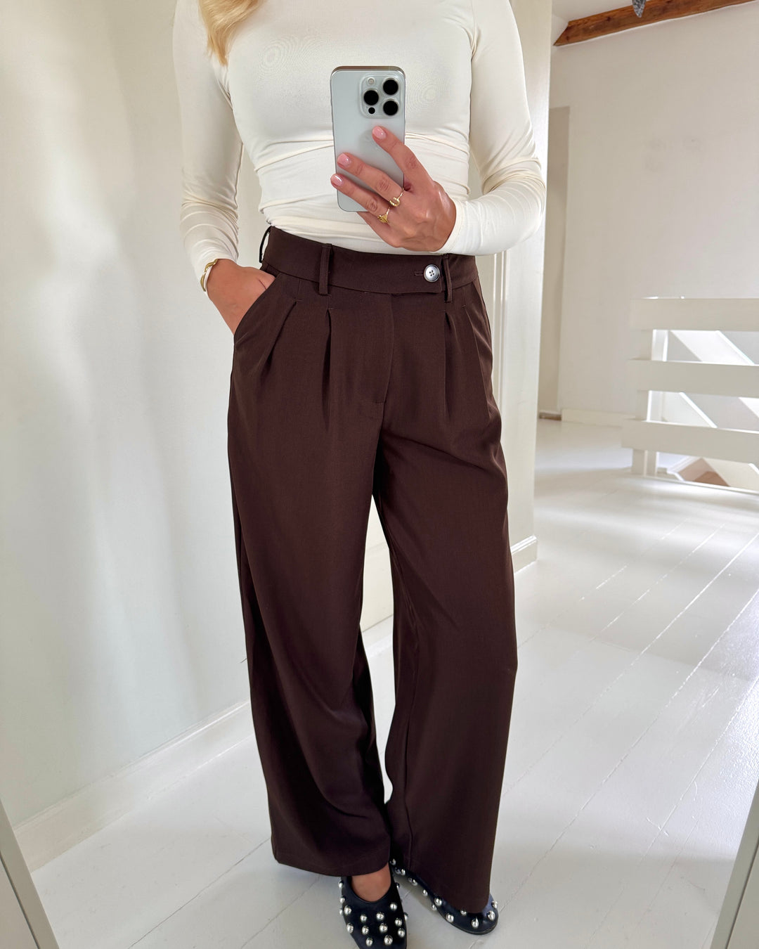 Only bukser miles pleat wide coffee bean