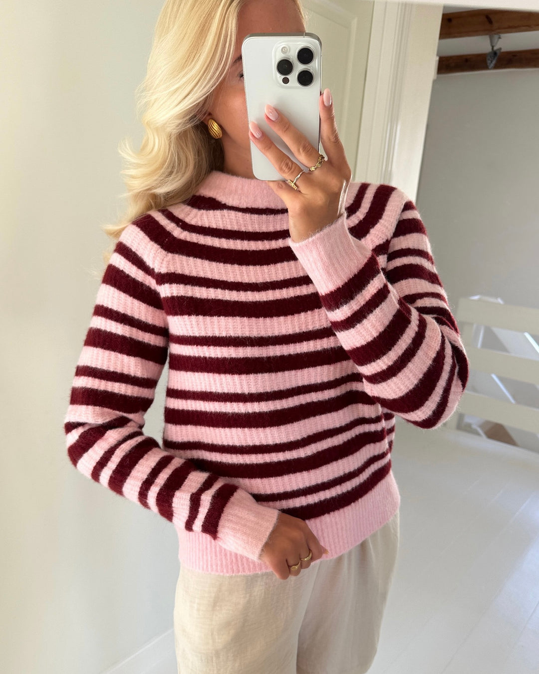 Sister's Point striktrøje hica-pu pink/bordeaux