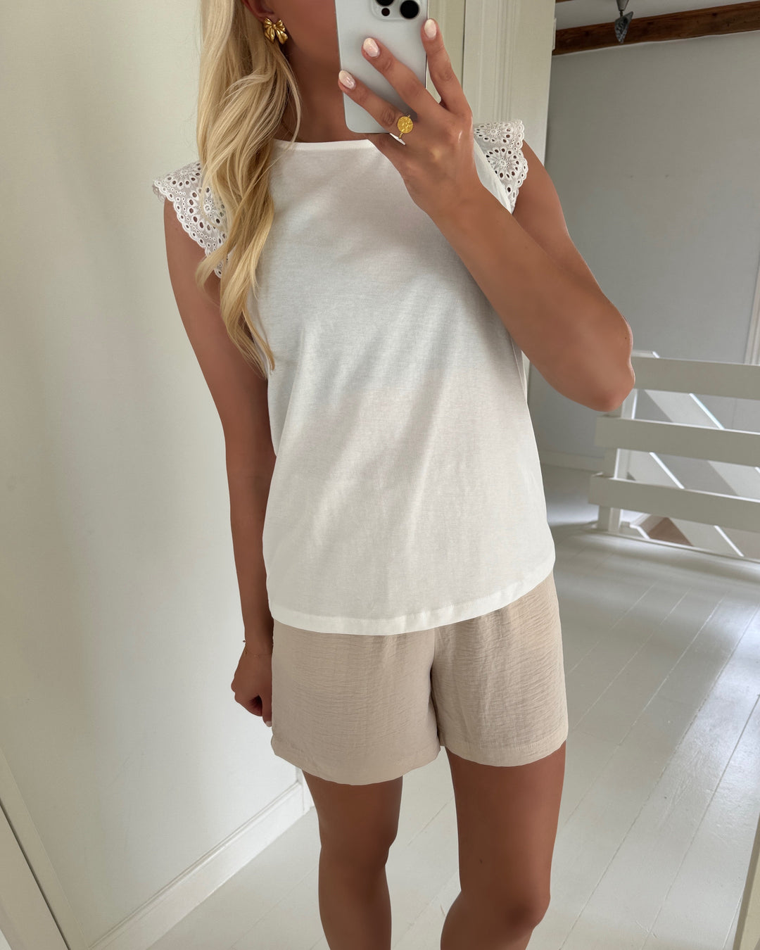 Vero Moda top emily sl gathering snow white