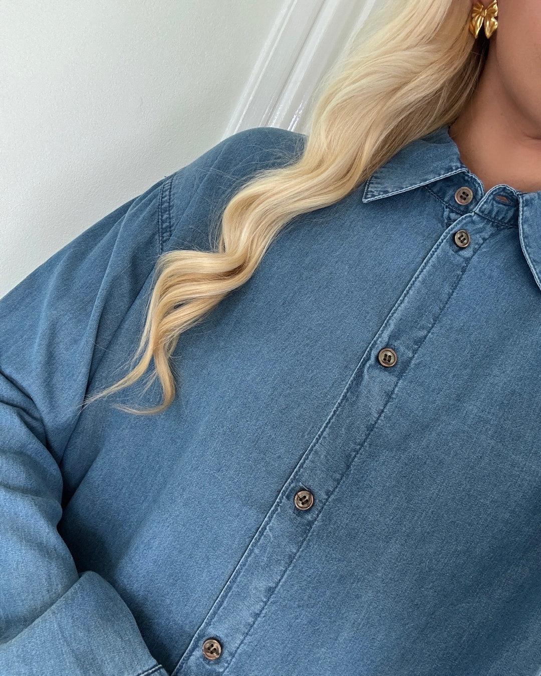 Only skjorte charis life ls medium blue denim