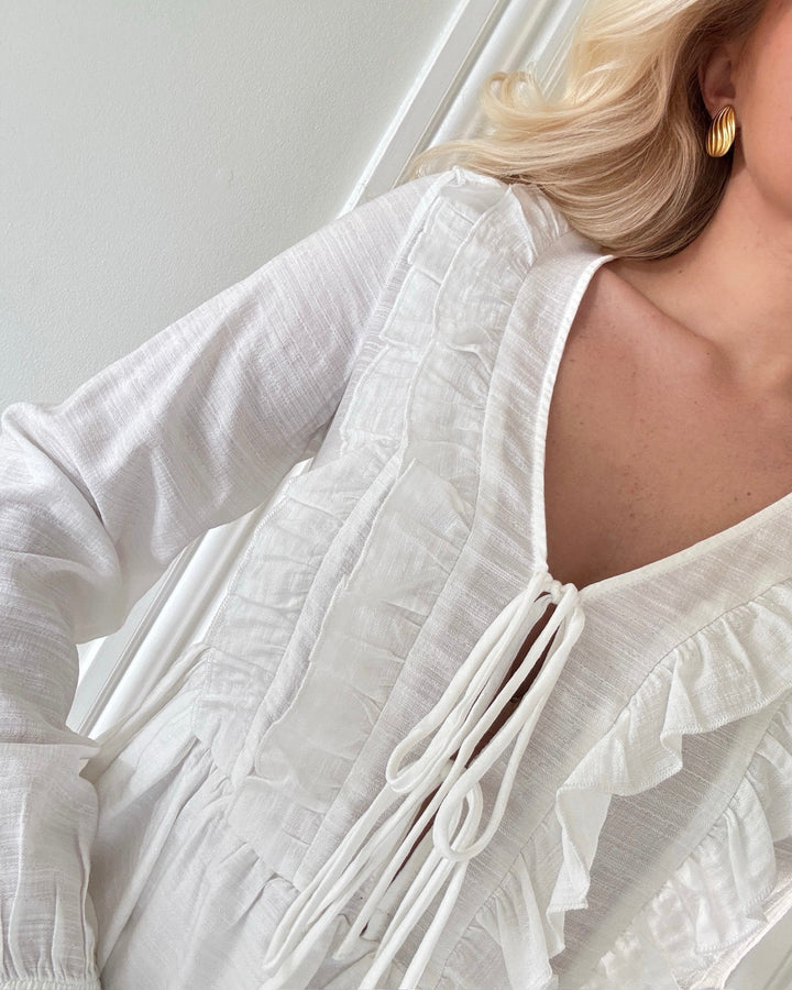 Vero Moda bluse zoey ls flounce snow white