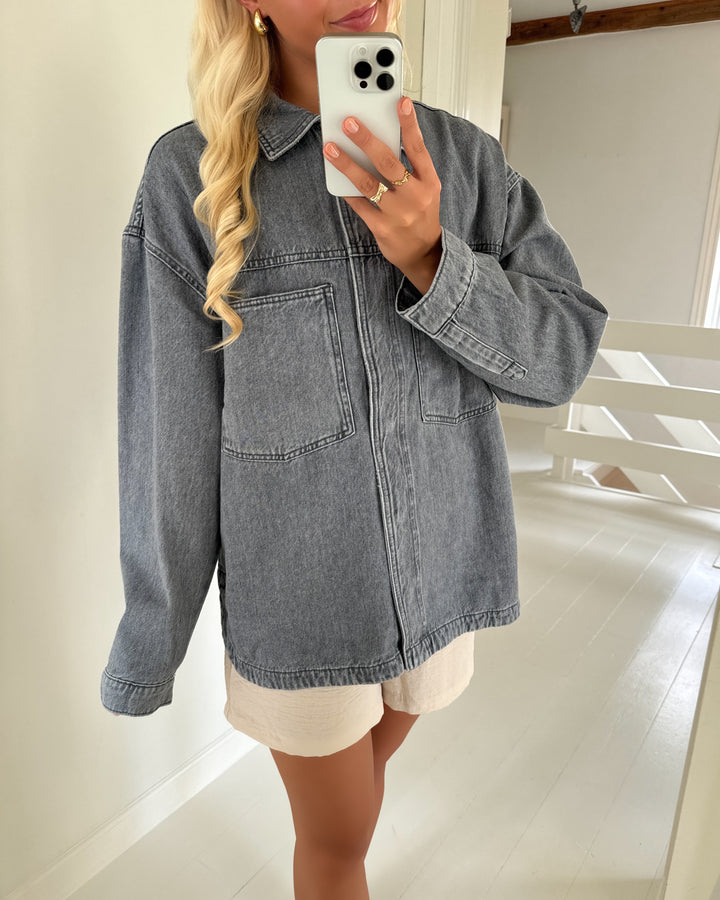 Only skjorte emmie ls grey denim medium grey denim