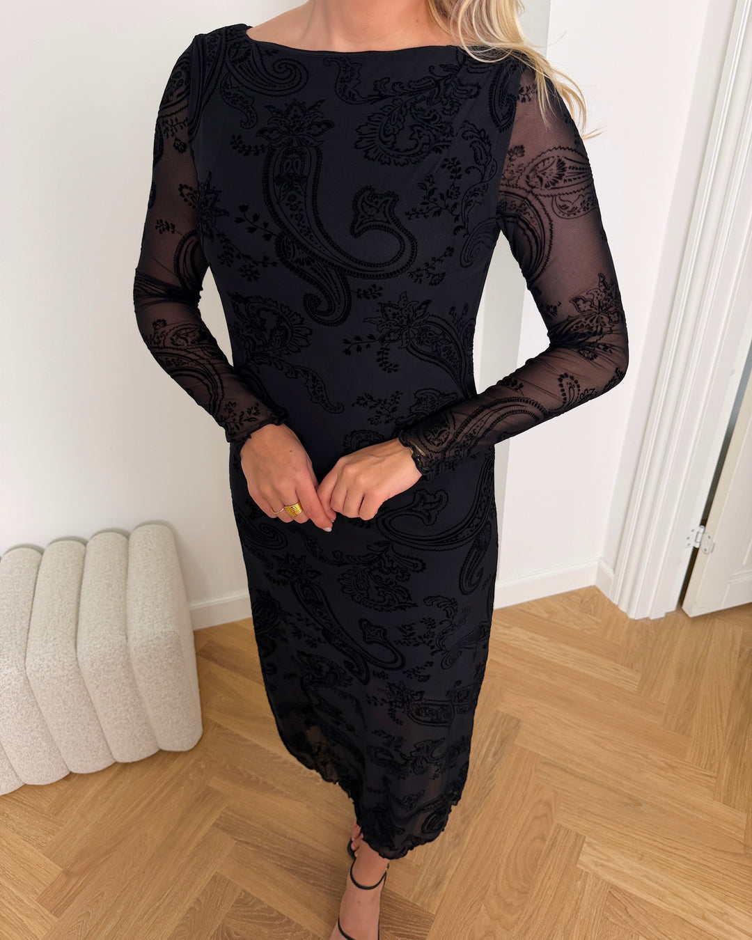 Vero Moda kjole lova ls mesh 7/8 black paisley - black babylock