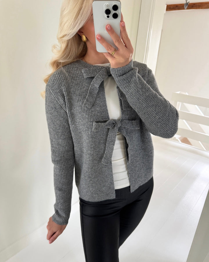 Pieces cardigan silly ls rev medium grey melange - FORUDBESTILLING LEV. UGE 12