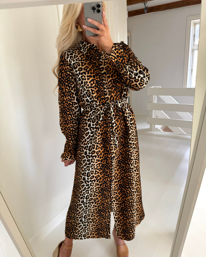 Y.A.S skjortekjole kaya ls long shirt nomad/leopard print
