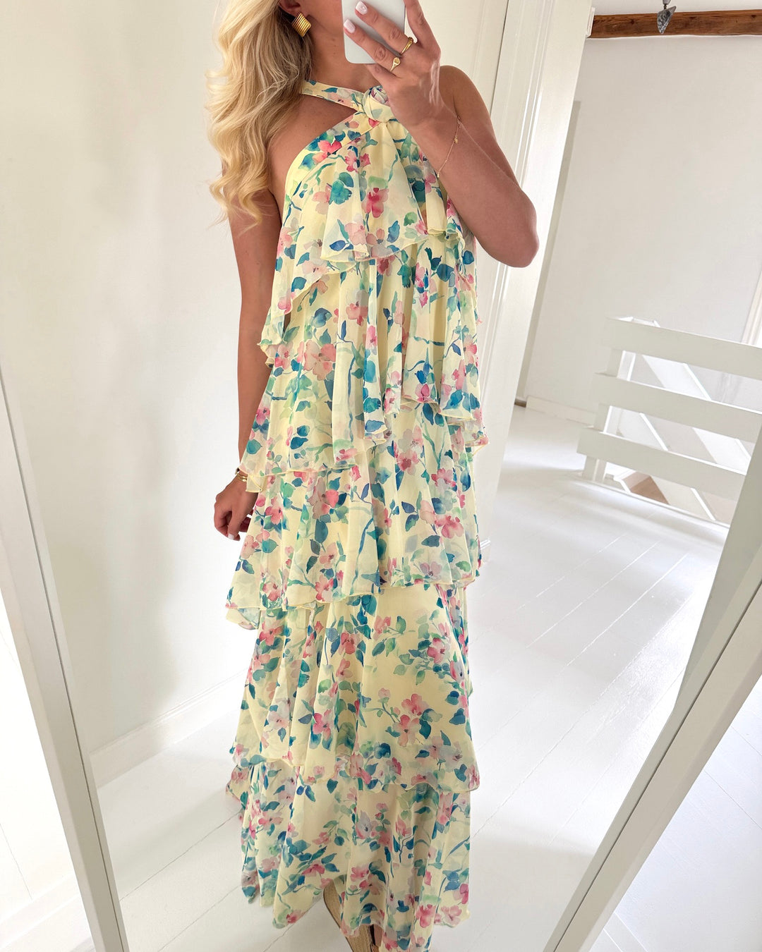 Vero Moda kjole felicia sl ruffle maxi flan flower