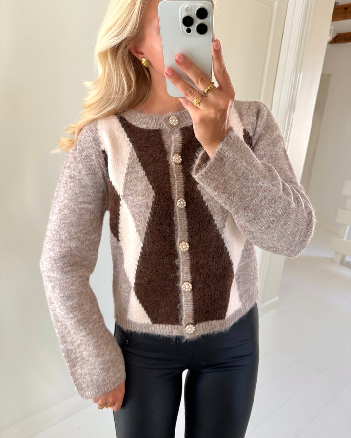 A-View cardigan alisa knit brown/white