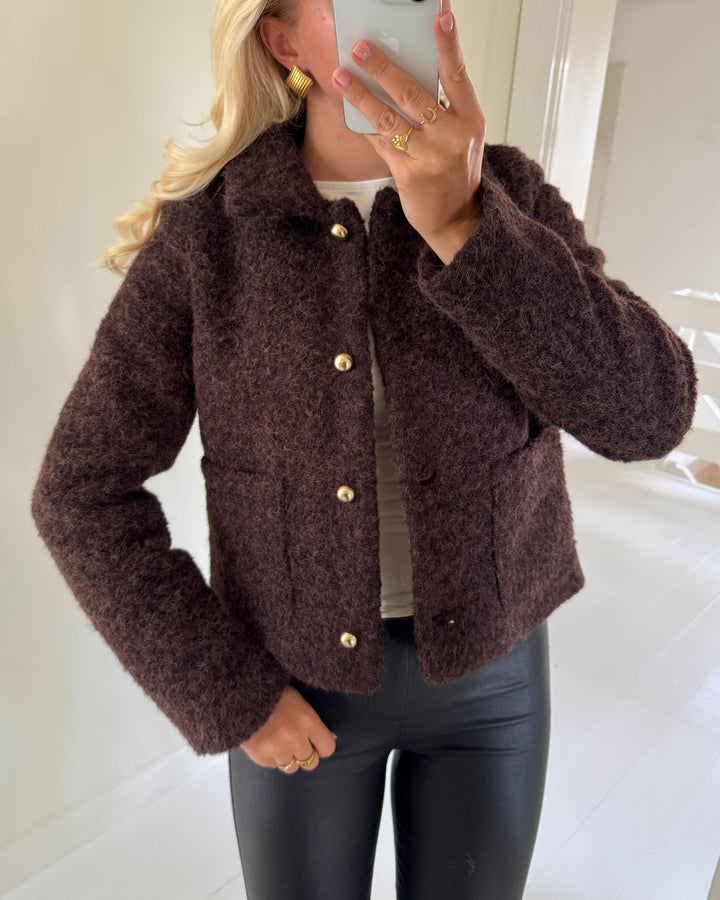 JDY jakke alexa boucle short chocolate torte