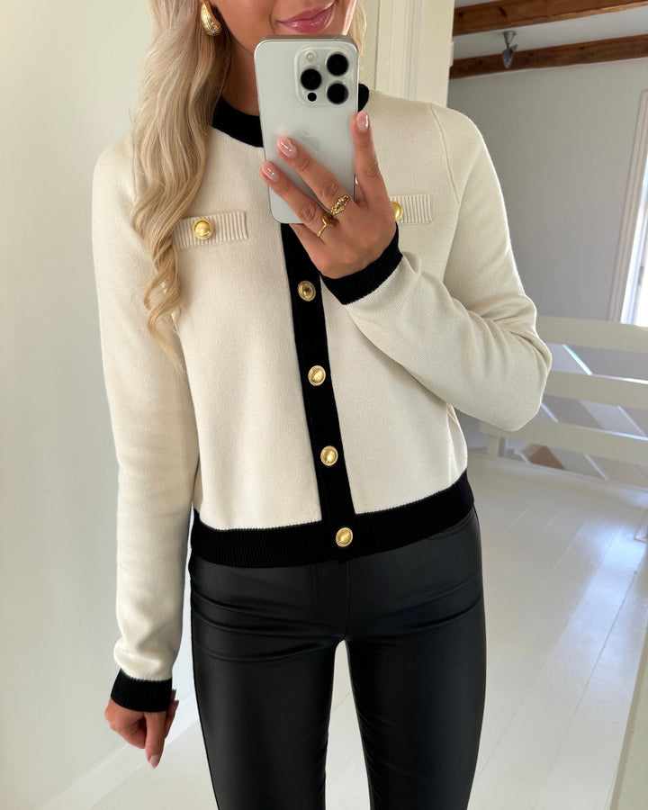 Vero Moda cardigan oli ls o-neck birch/w. black