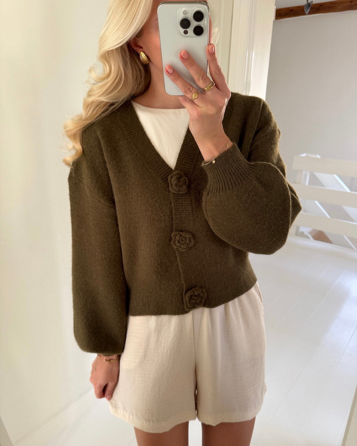 Vero Moda cardigan carrie ls rose knit dark olive