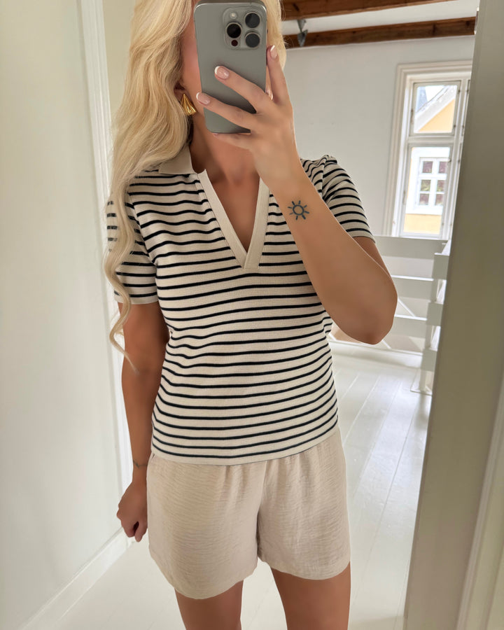 JDY top roma s/s polo jrs dia tapioca/sky captain