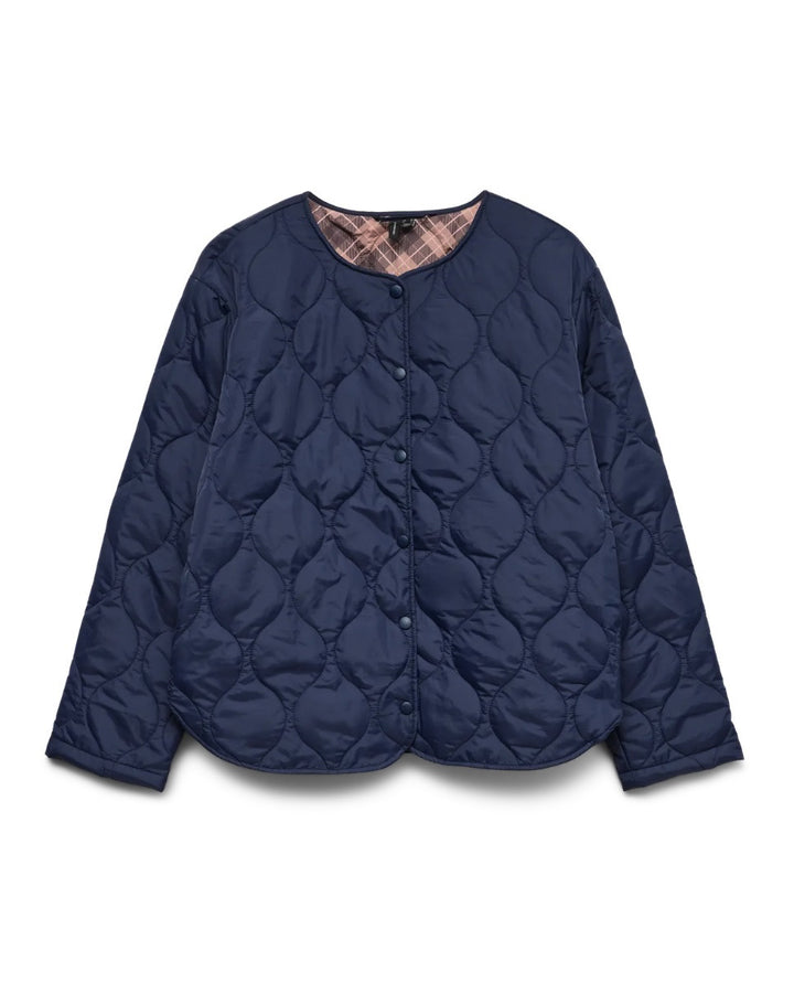 Vero Moda jakke sabine ls quilted button navy blazer/mocha mousse check