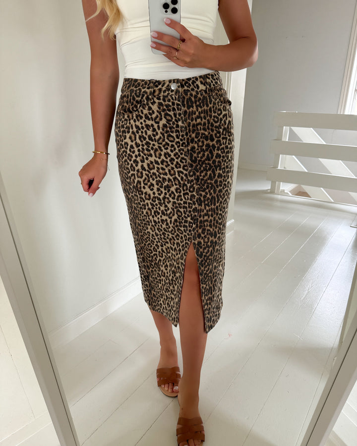 Vero Moda nederdel veri hr calf denim silver mink/leopard