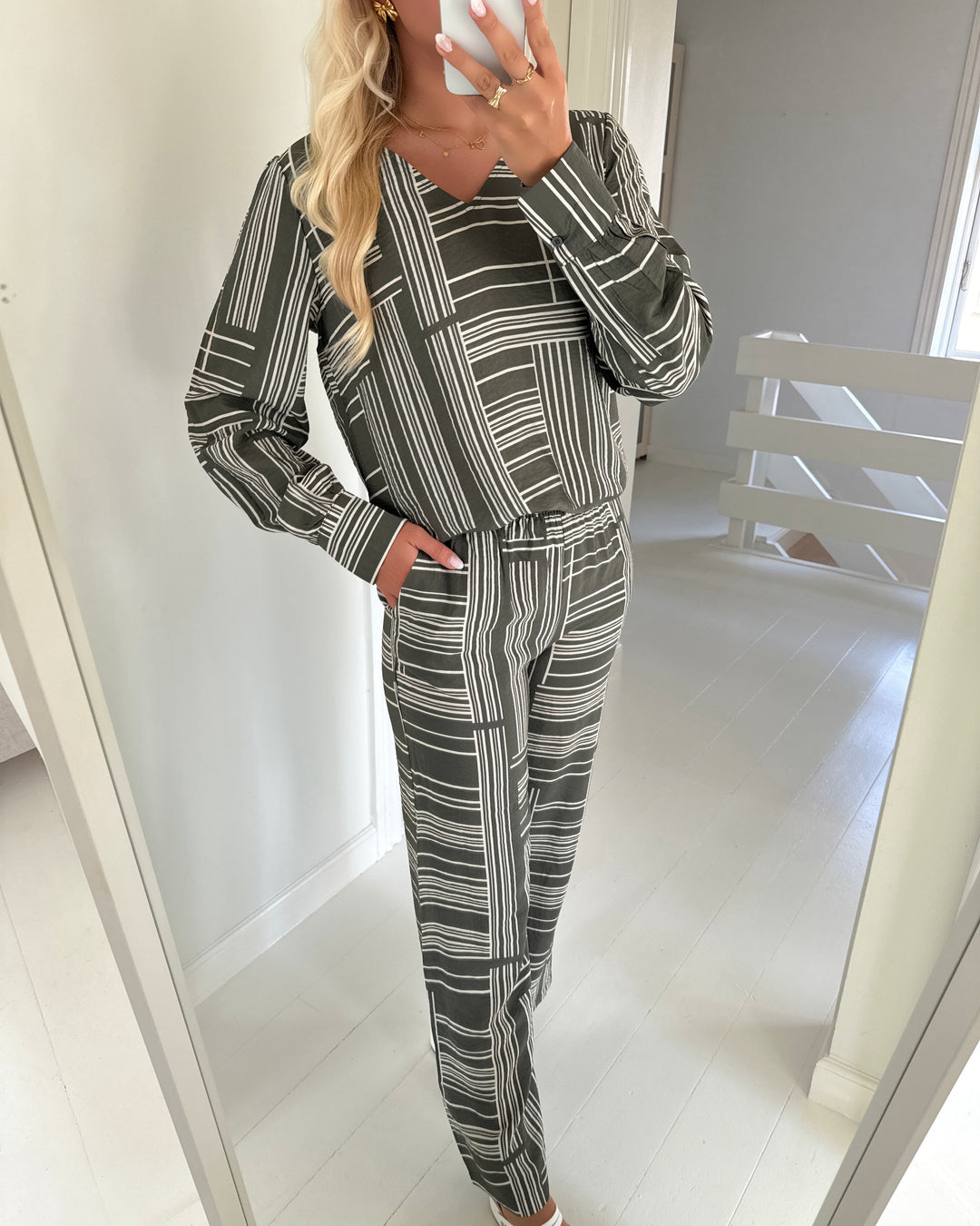JDY bukser troya life mw wide birch kambaba w. birch ikat stripes