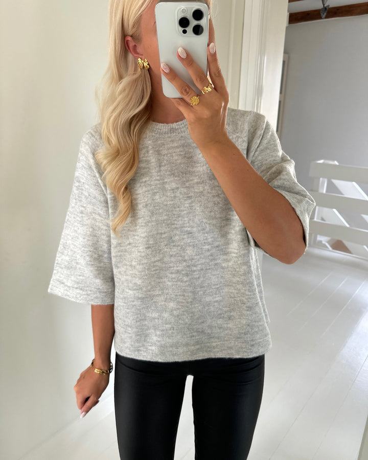 Only striktrøje simoni 3/4 knit light grey melange