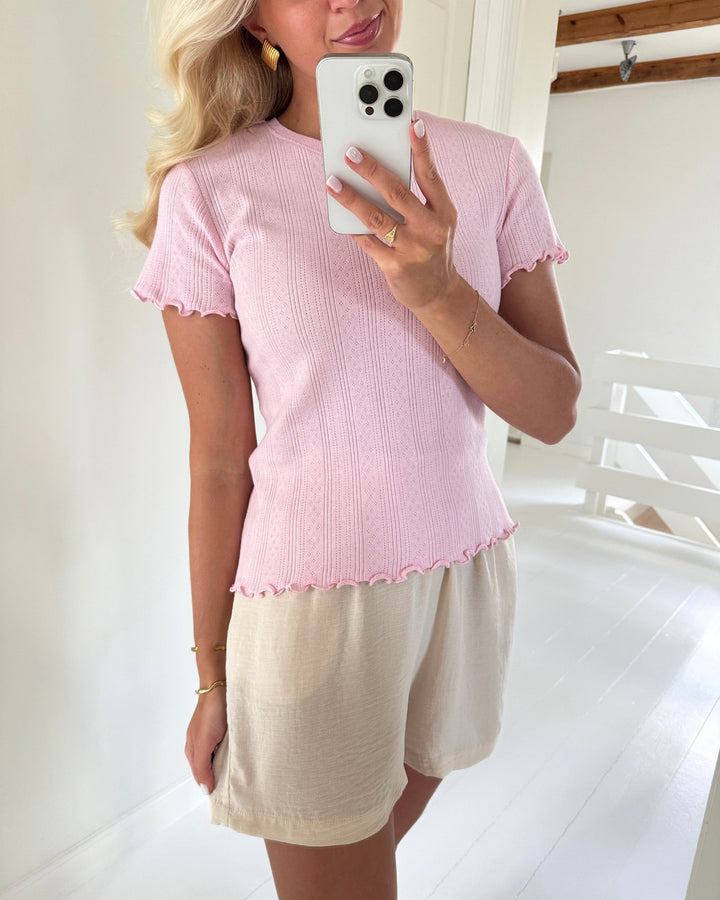 Pieces t-shirt marie ss o-neck poin roseate spoonbill