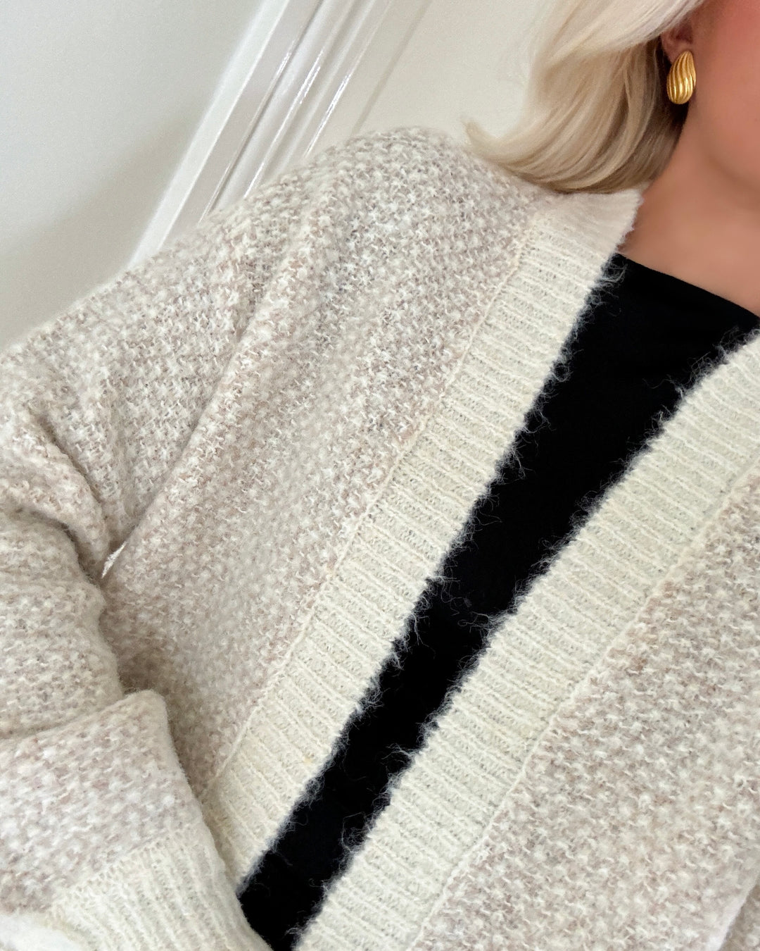 Vero Moda cardigan lovely ls open birch/w. mel + silver mink mel