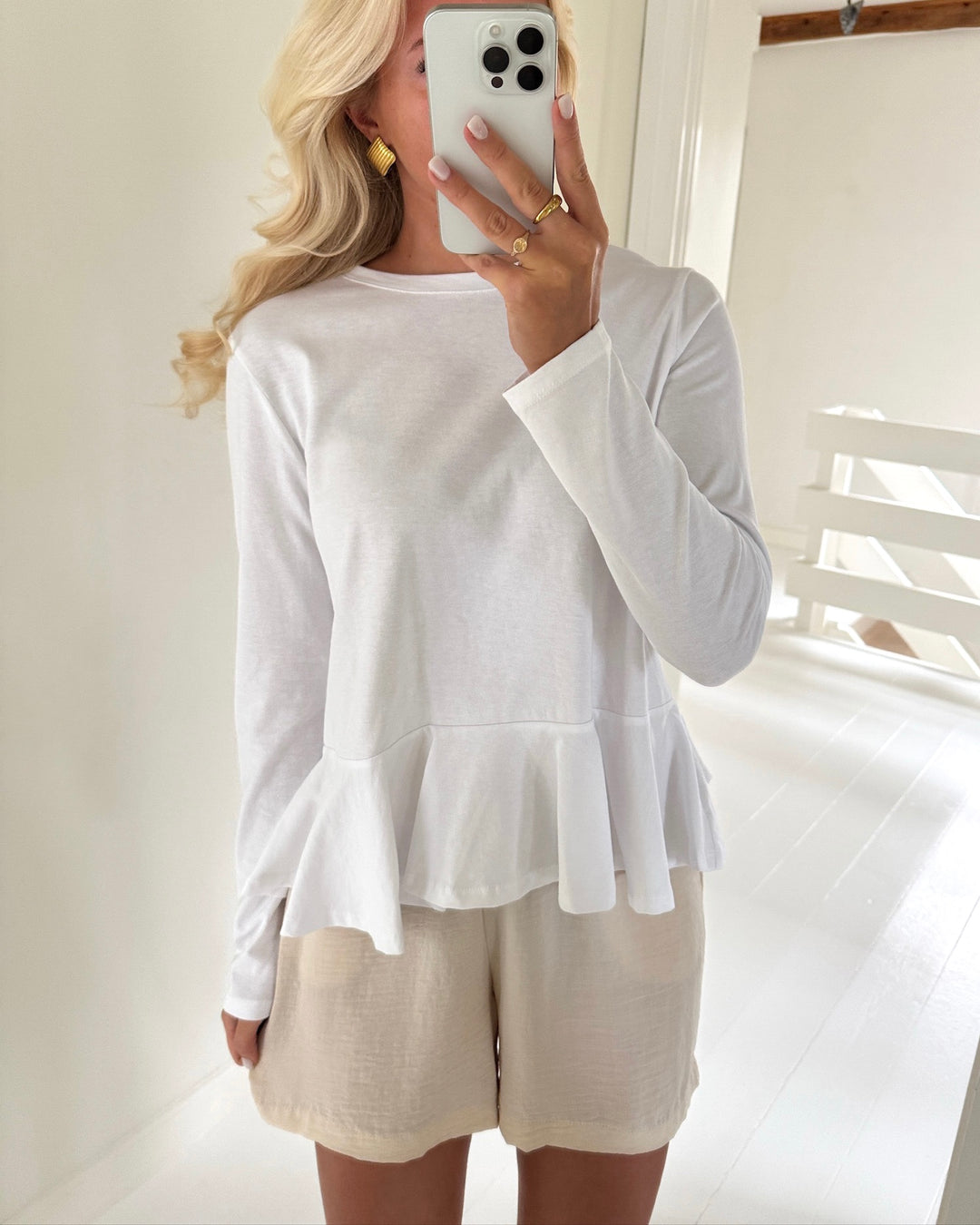 Pieces bluse danilla ls peplum bright white