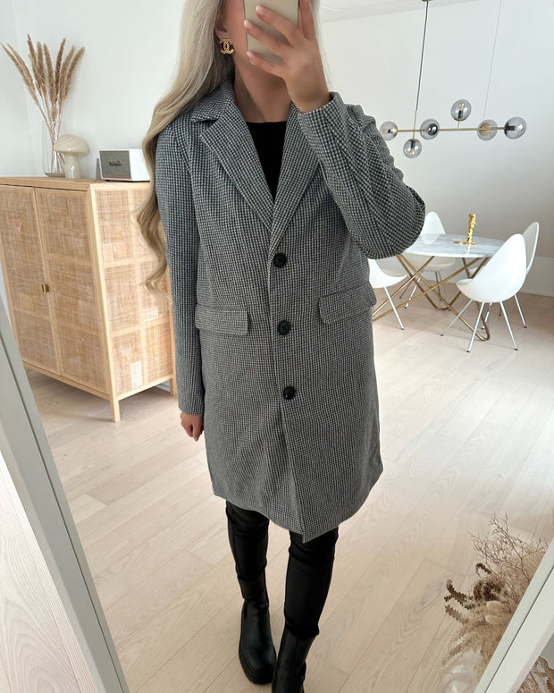 Becca long coat black/houndstoot