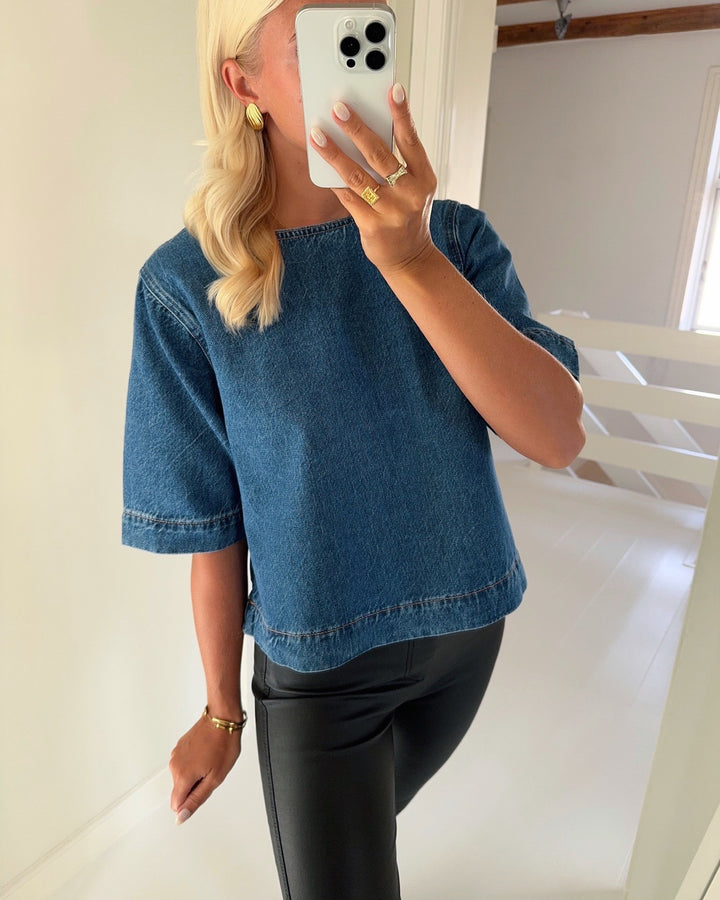 Only top gigi ss denim medium blue denim