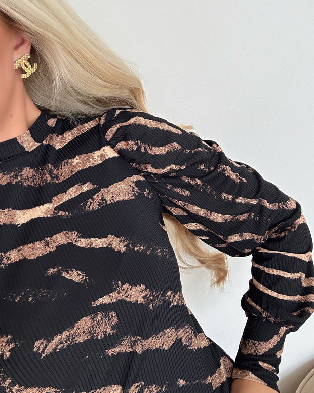 Vya ls15 blouse black/camel