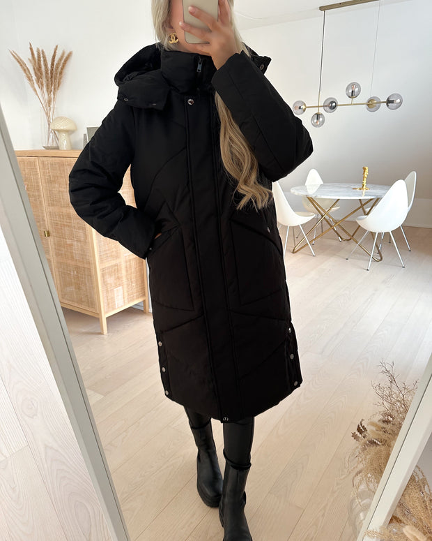 Louise zigzag long coat black