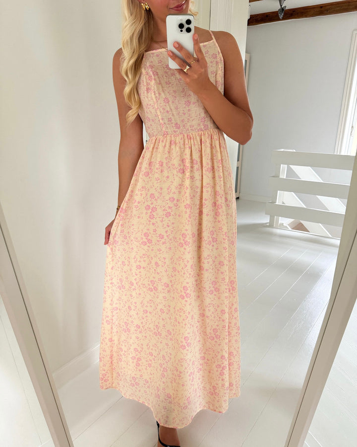 Only kjole eloise maxi strap ox wvn ecru/pale pink