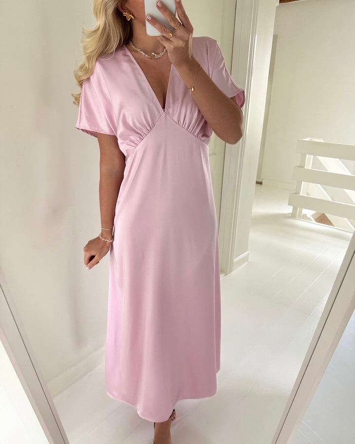 Y.A.S kjole satina ss ankle pink lady